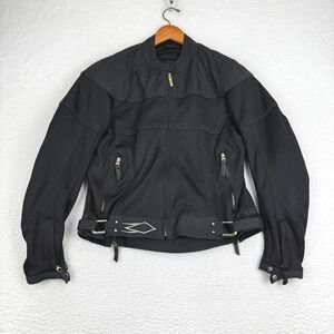 POWER TRIP Full Zip Protective Motorcycle Jacket Womens Size M Black